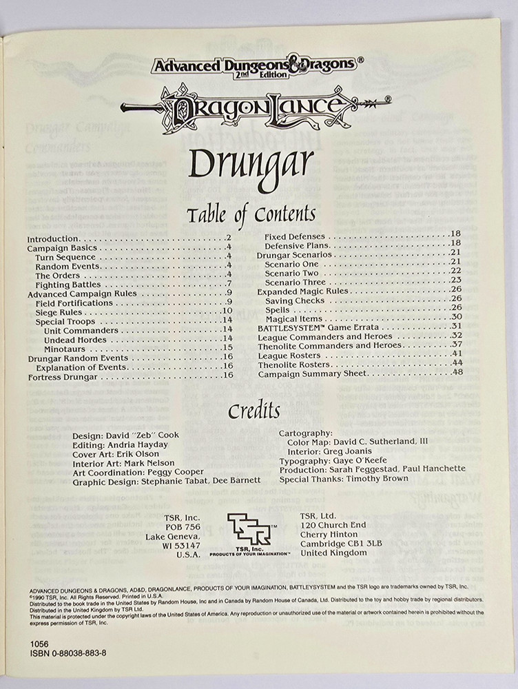 Advanced Dungeons & Dragons Dragonlance Drungar - Game Accessory For Castles