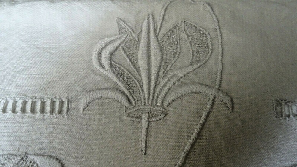hand embroidered cotton/linen sheet