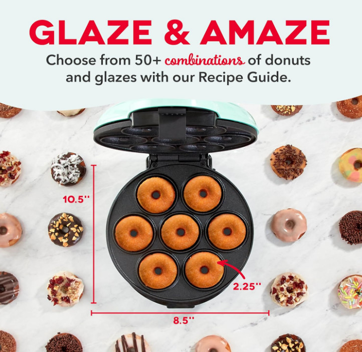 Mini Donut Maker Machine for Kid-Friendly Breakfast, Snacks, Desserts & More wit