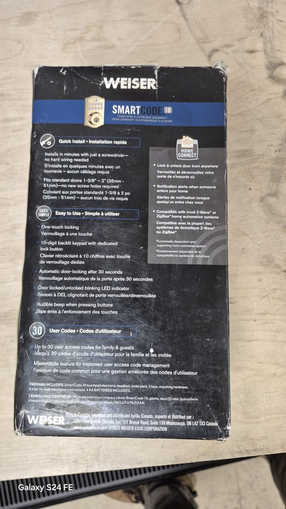 Weiser Smart Code 10 Touchpad Electronic Deadbolt Polished Brass/Gold - Open Box