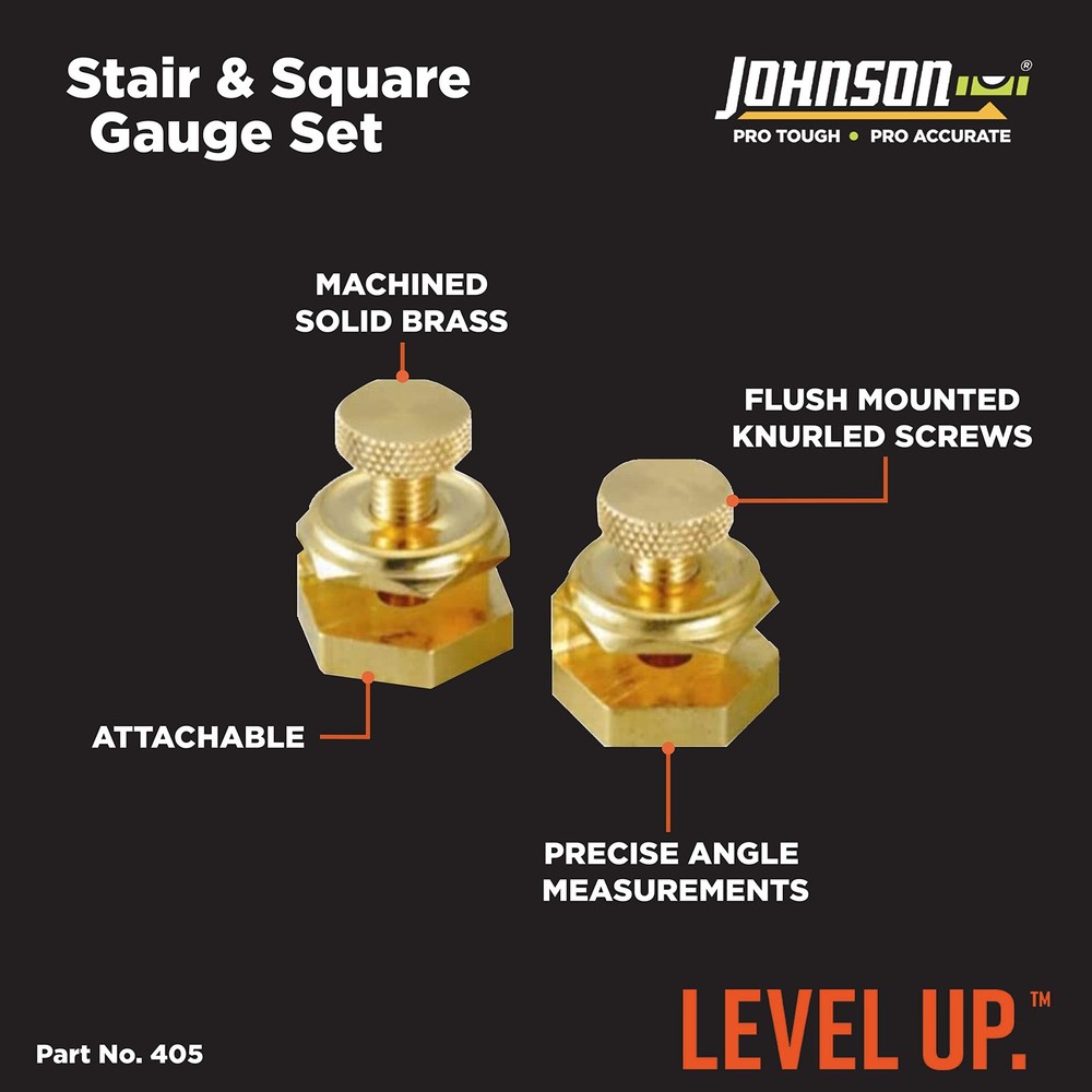 Johnson Level Tool Brass Stair Gauge Set for Precision Measuring 2 Pack