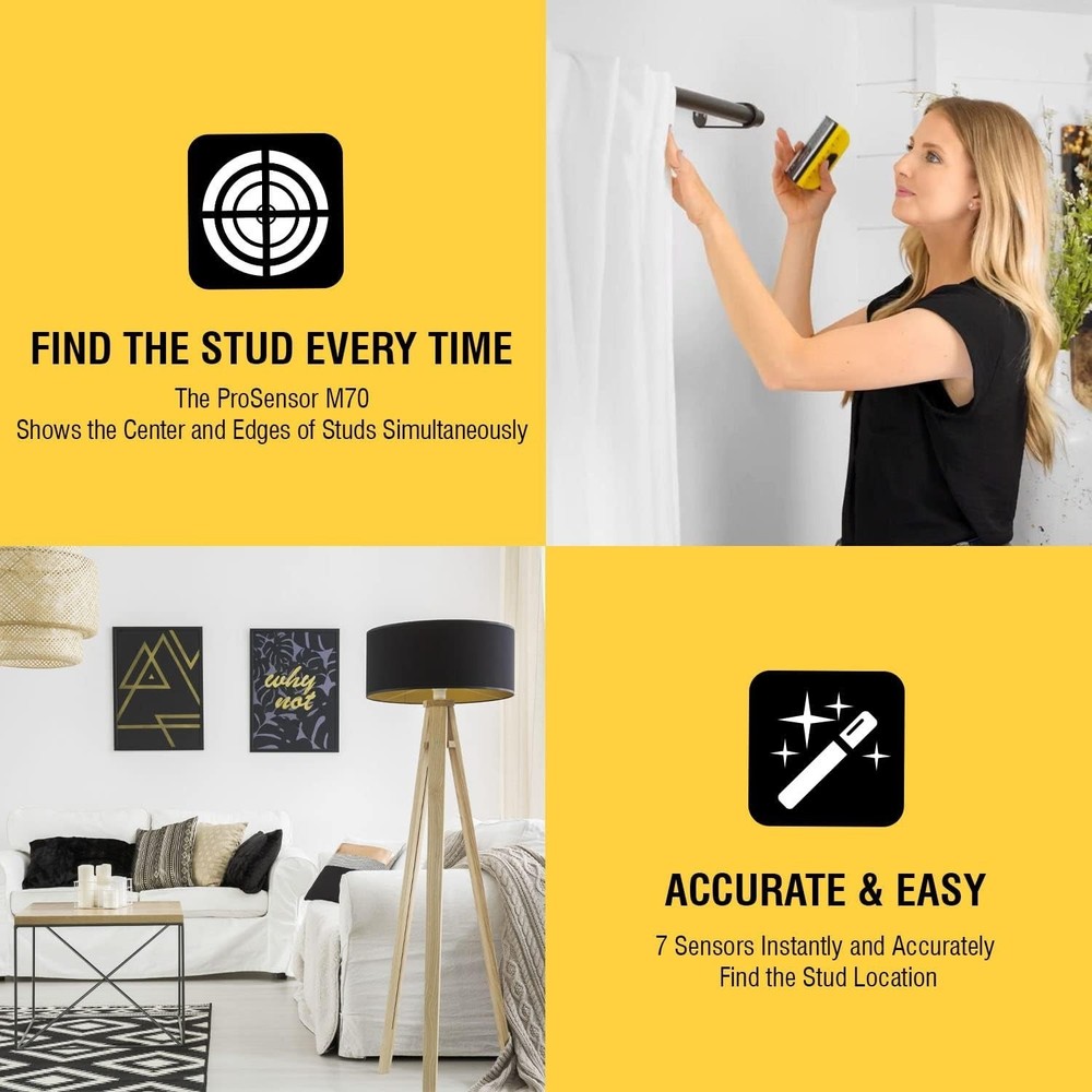 ProSensor M70 7-Sensor Stud Finder with LCD Display - Ultimate Accuracy Tool