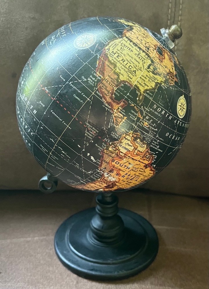 Table Top World Globe Black Decorative Desk Decor Tabletop Display Small