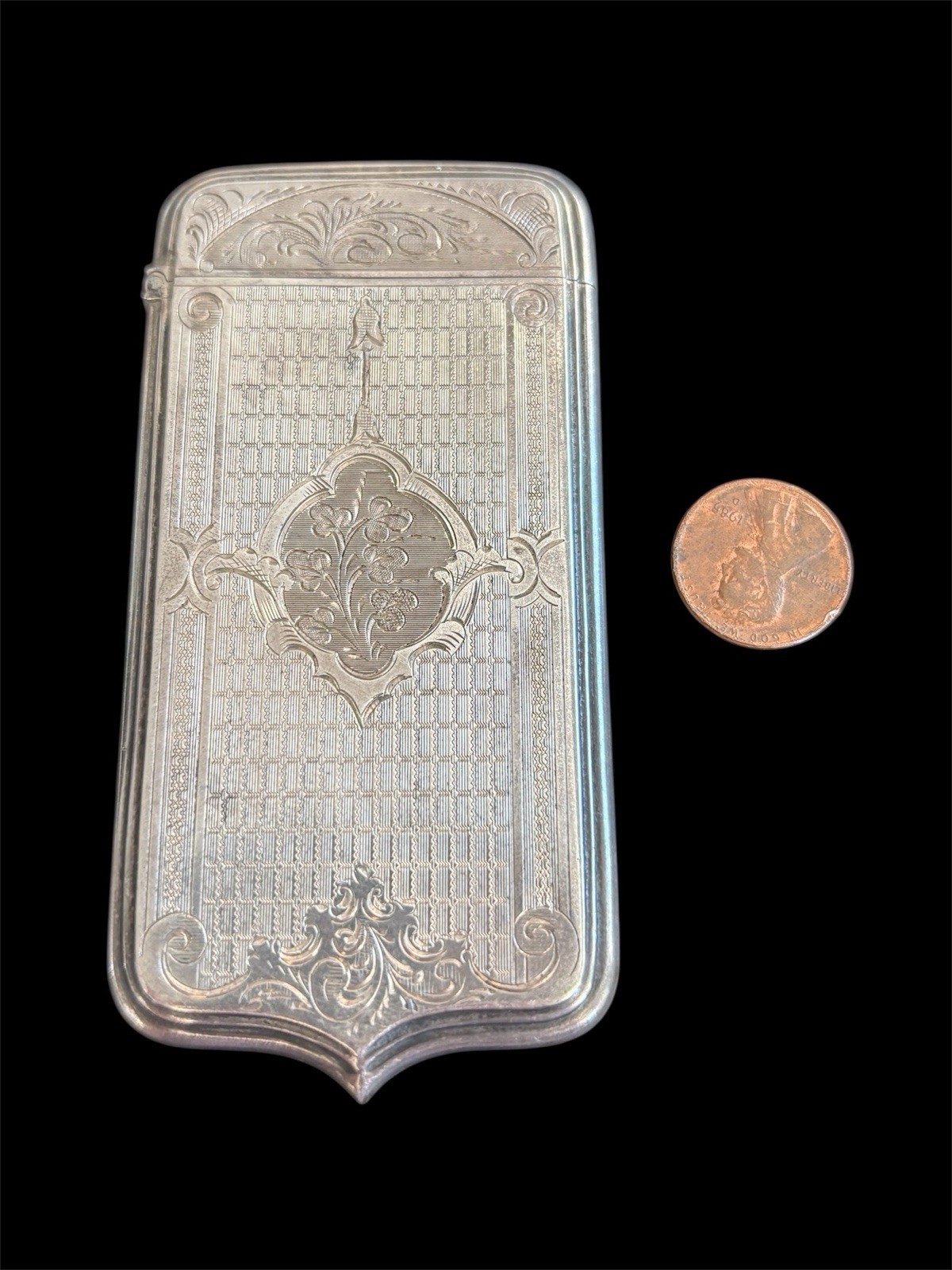 Sterling Silver Edwardian Engraved Cigarette Card Hinged Case 32.7g 925