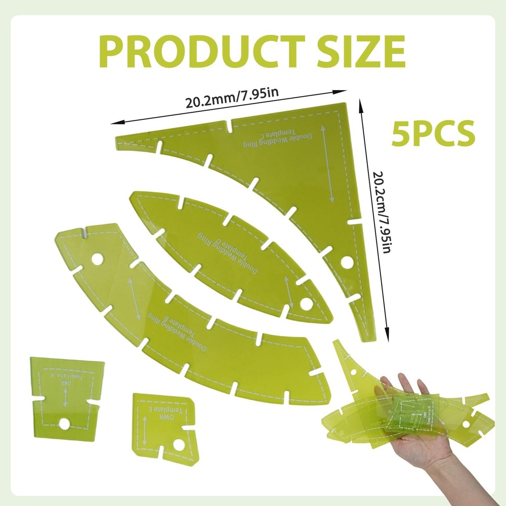 5PC Quilting Templates Set, DIY Sewing & Quilting Ruler Kit, Multi - Function...