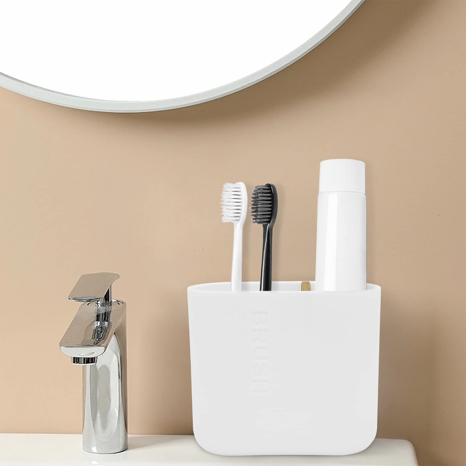 Toothbrush Holder with Bamboo Divider,Detachable for Easy Cleaning Multi-Func...