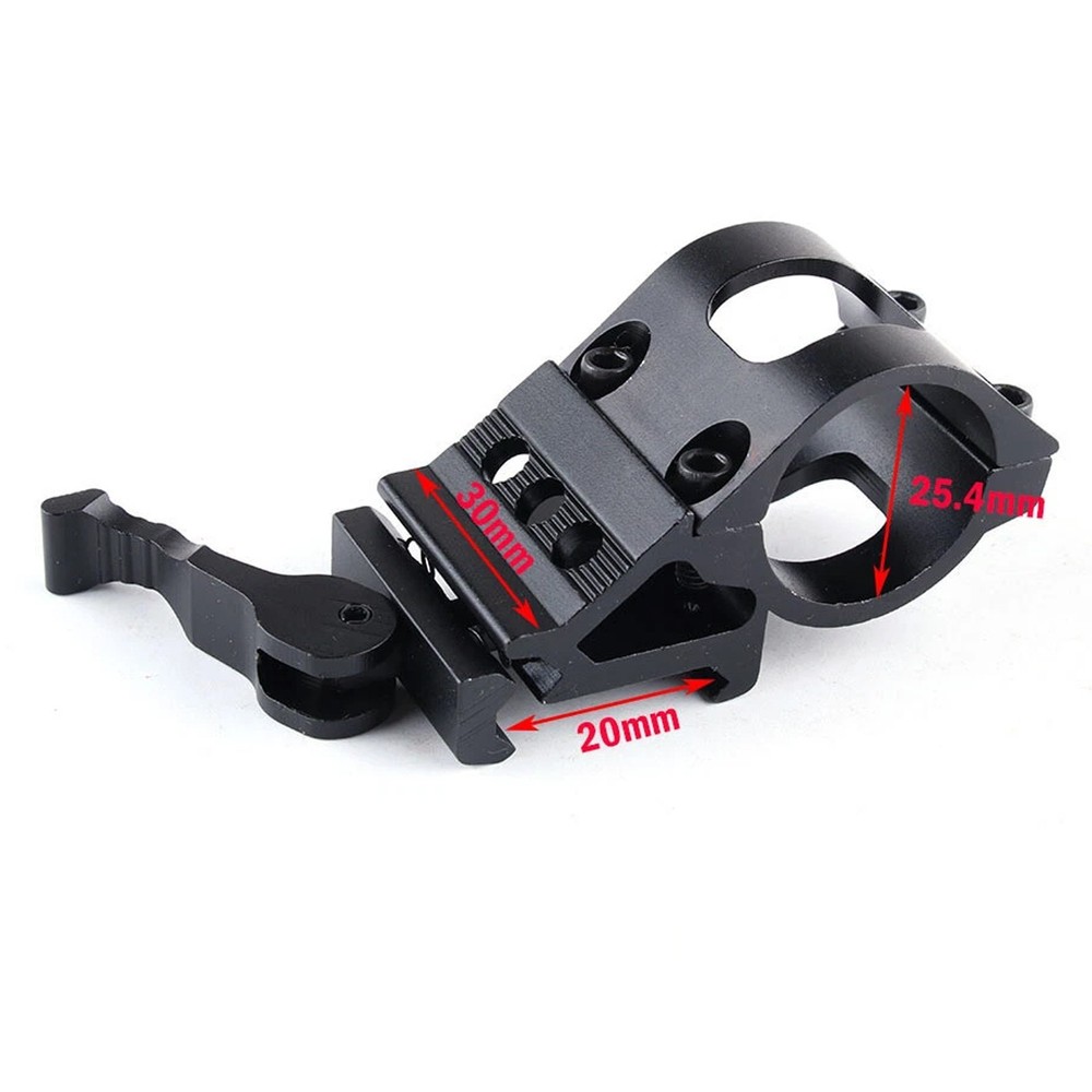 Tactical 1" Offset Picatinny Weaver Rail Mount for Flashlight With Quick Release