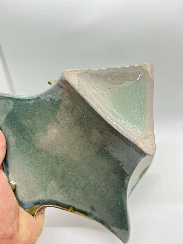 Studio Art Pottery Bowl Ruffled Top