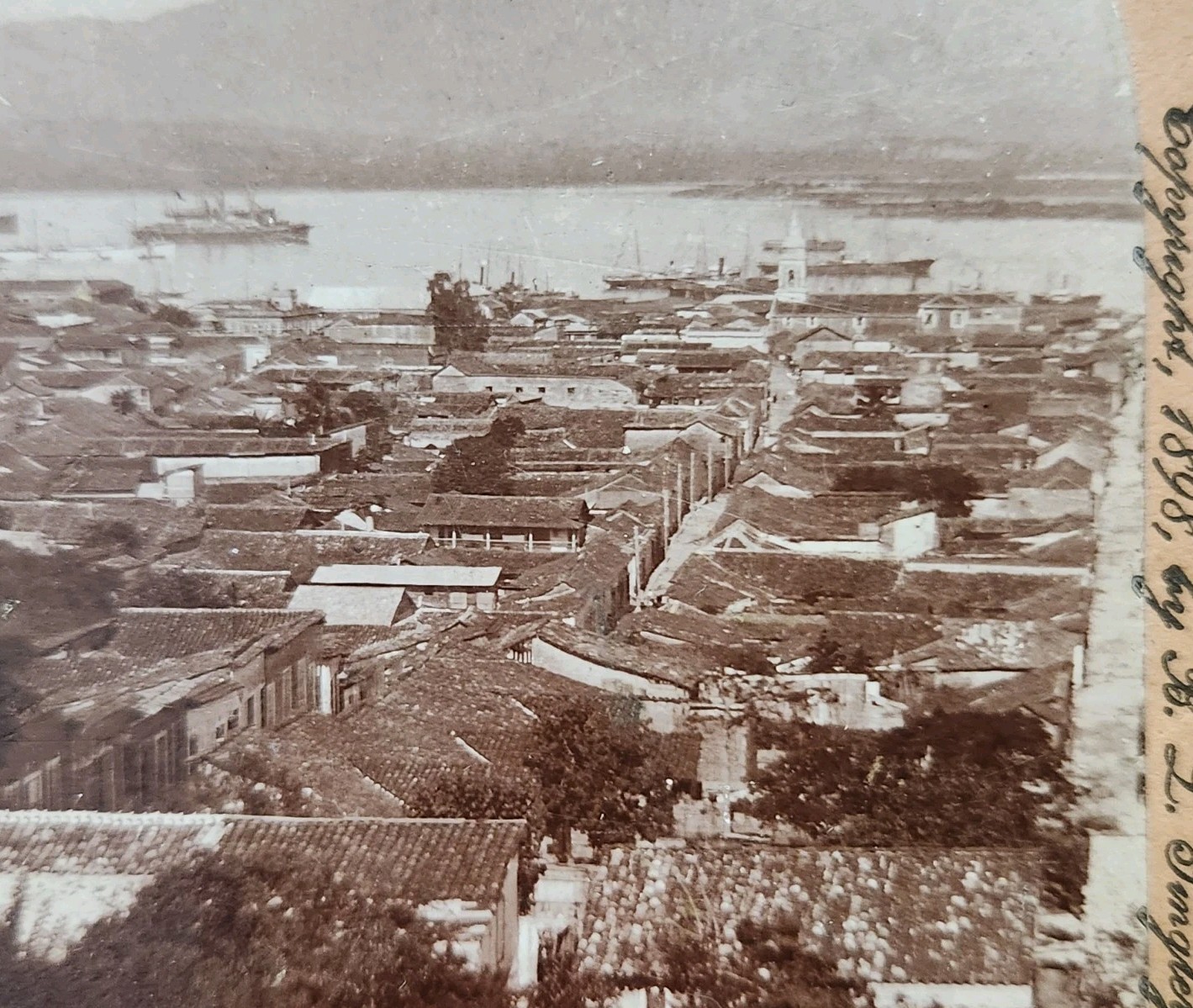 Vtg 1898 Keystone Stereoview Santiago Cuba Harbor Spanish Block House #9415