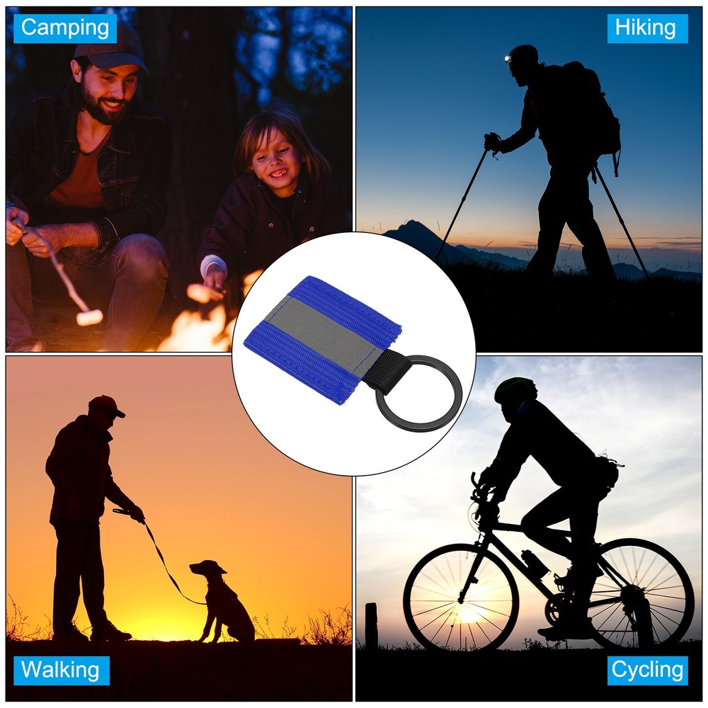 4 Pcs Reflective Keychain Tags, Reflective Zipper Pulls, Blue