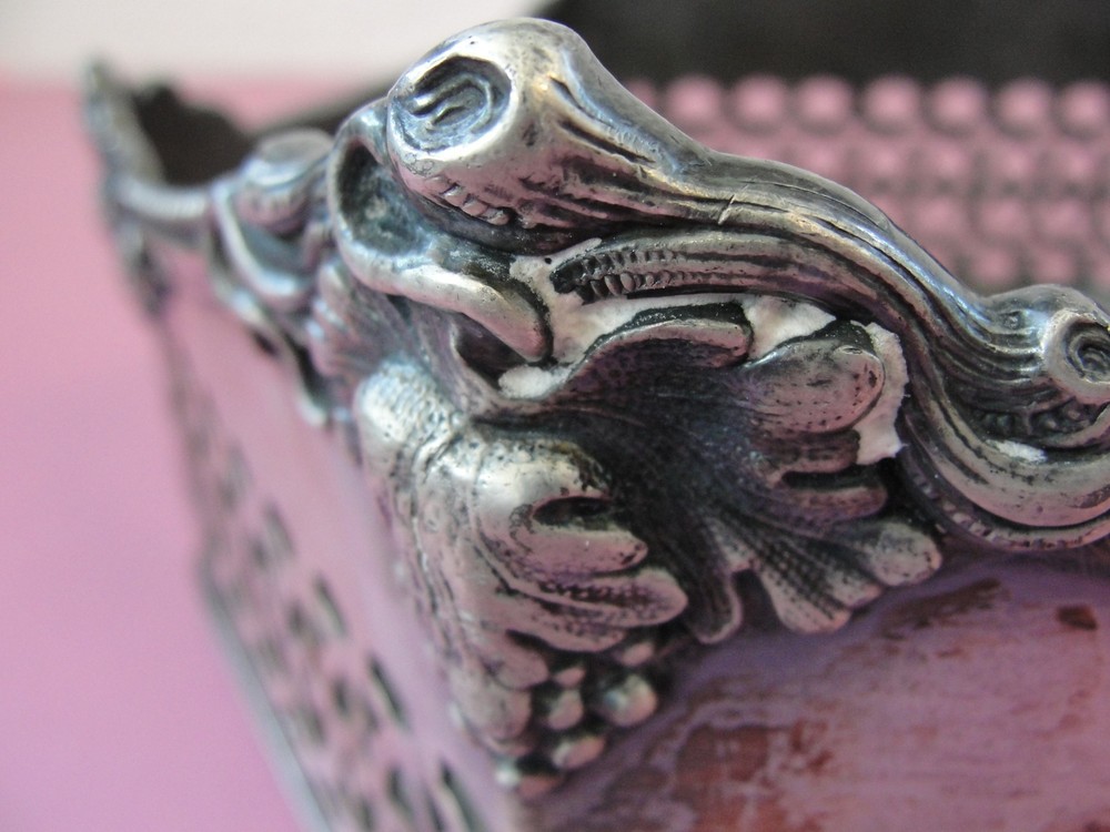 Ornate Reticulated Silver Metal dish