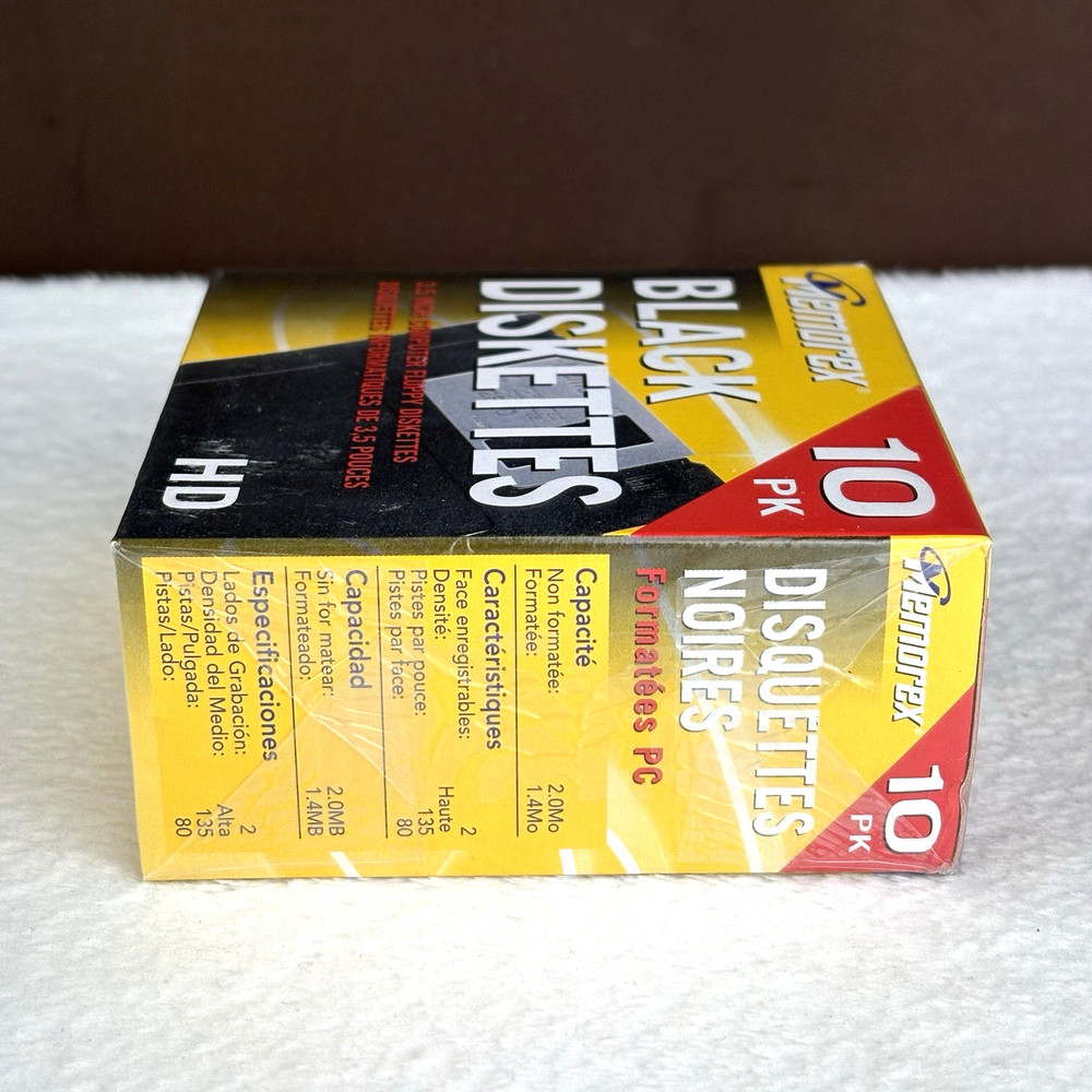 NEW & SEALED! 2004 Memorex Black 3.5" PC Computer Floppy Diskettes HD 10-PACK!