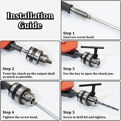 Powerful Speedy Hand Drill 1/4" Manual Drill with 13Pc Drill Bit Set Chuck & Key