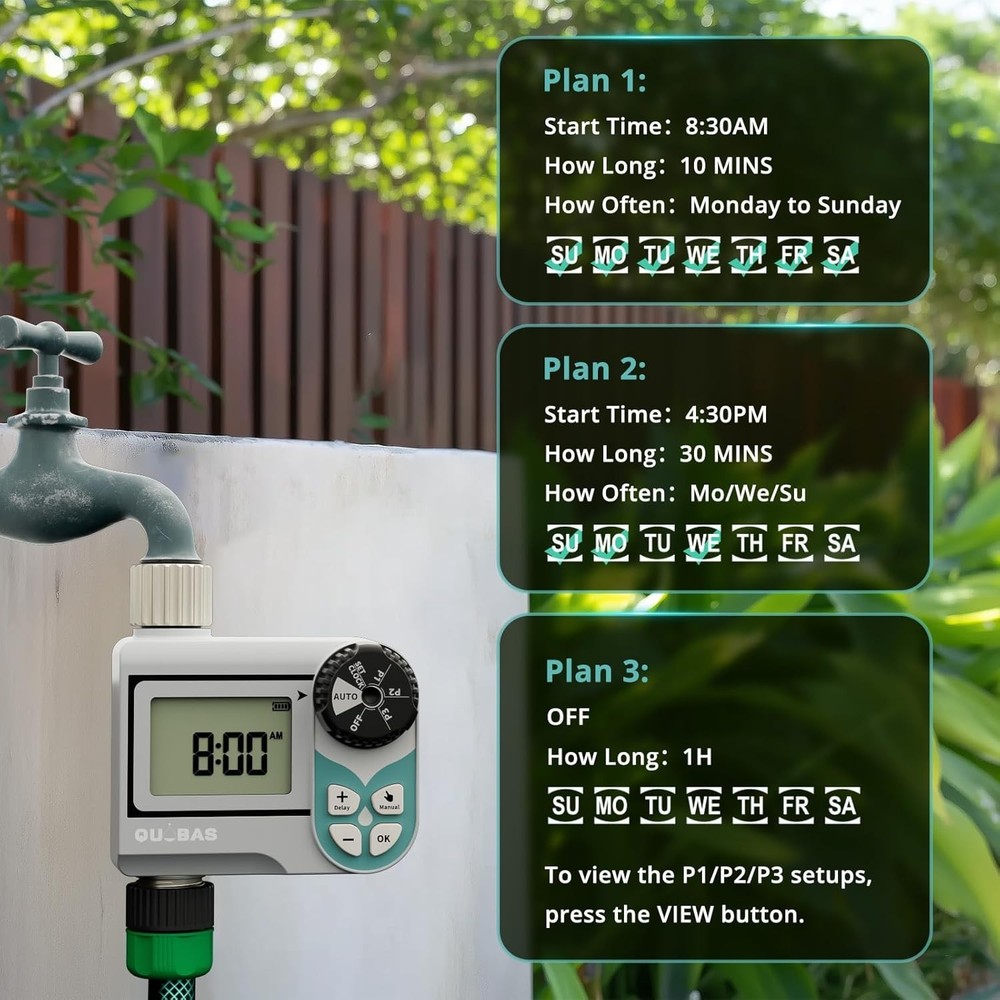 Low Pressure Water Timer, Weekly Programmable Sprinkler Timer with Brass Inle...