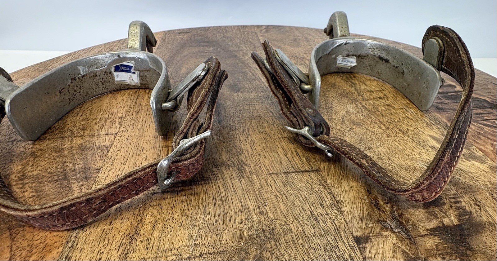 Vintage Western Gooseneck Cowboy Riding Spurs With Leather Straps Unmarked