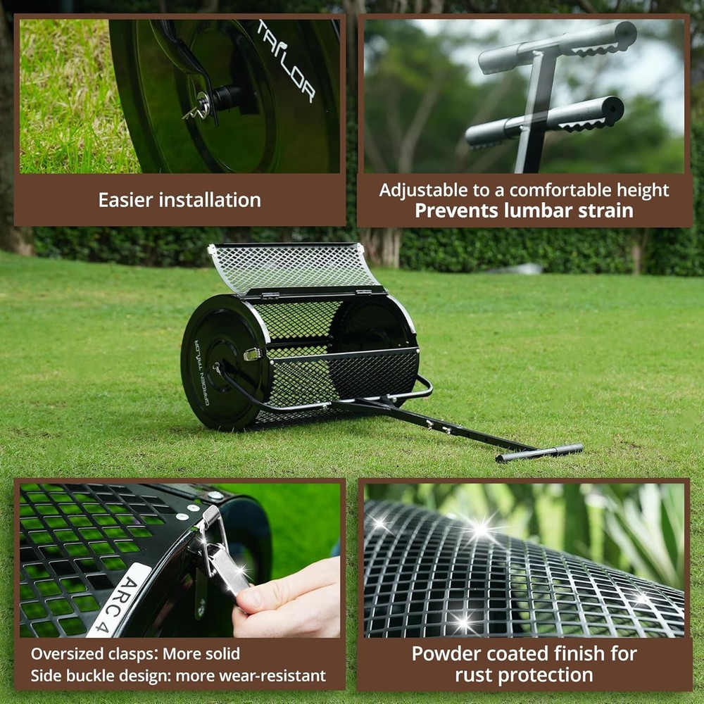 Compost Spreader 24 Inch Peat Moss Spreader with Installation Support Accessorie