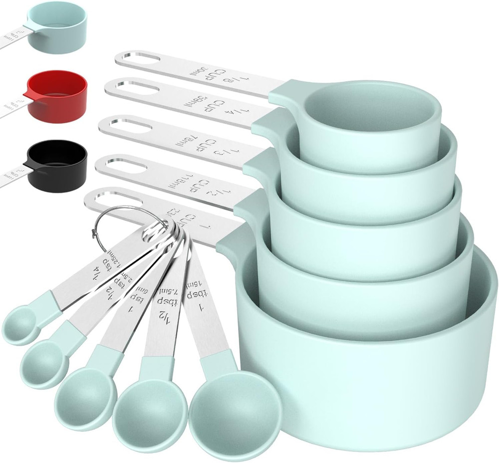Measuring Cups & Spoons Set, Stackable Cups and Spoons, Nesting Measure Cups wit