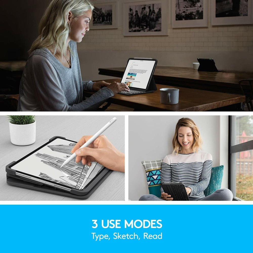 Logitech Slim Folio Backlit Bluetooth Keyboard Case for iPad Air 3rd Generation