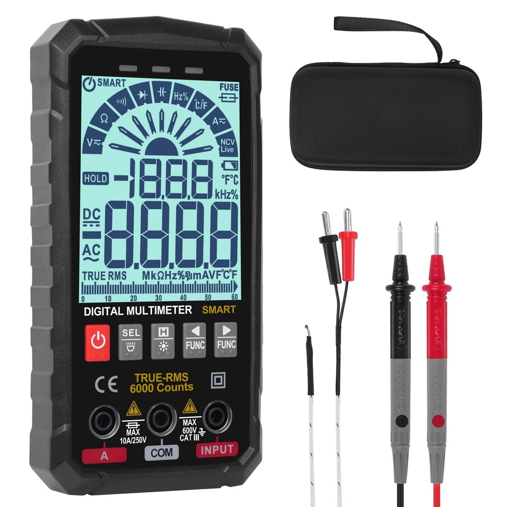 Best WGGE Digital Multimeter Voltmeter Smart Electrical Tester Measures Voltage