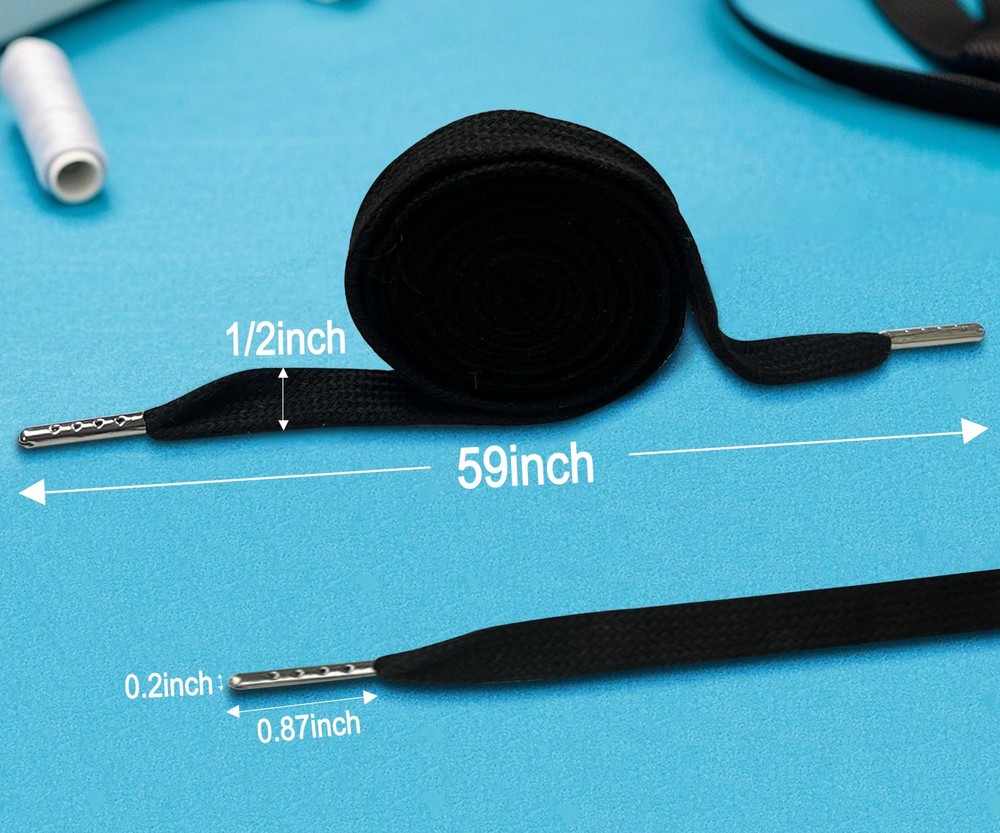 Serobela 1/2" x 59" Flat Drawstring Cord with Easy Threader Black/White