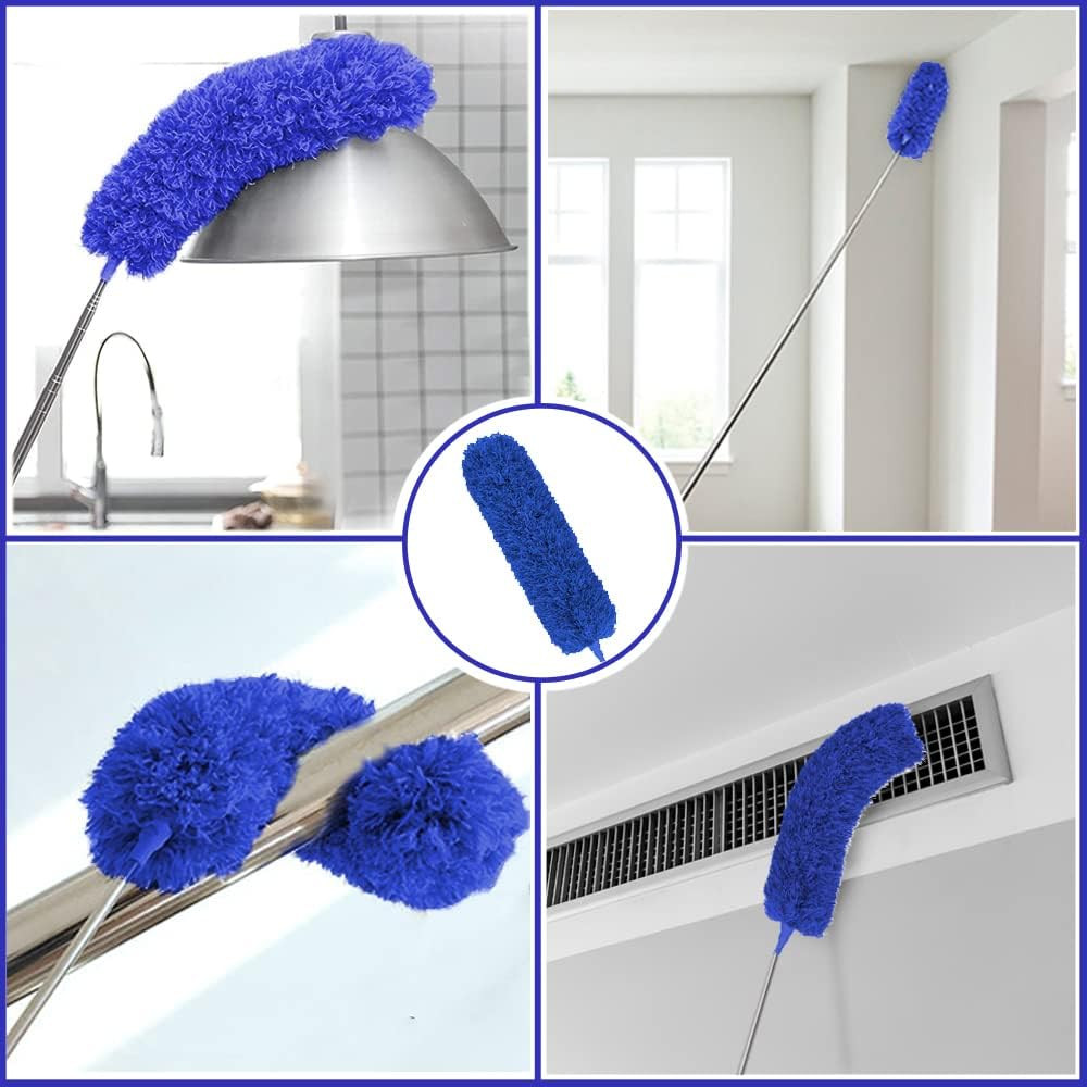 8PCS Microfiber Feather Dusters 100" Telescoping Pole Washable Flexible[1][2]