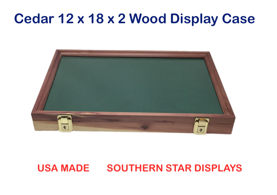 Cedar Wood Display Case  12 x 18 x 2 for Arrowheads Knives Collectibles & More