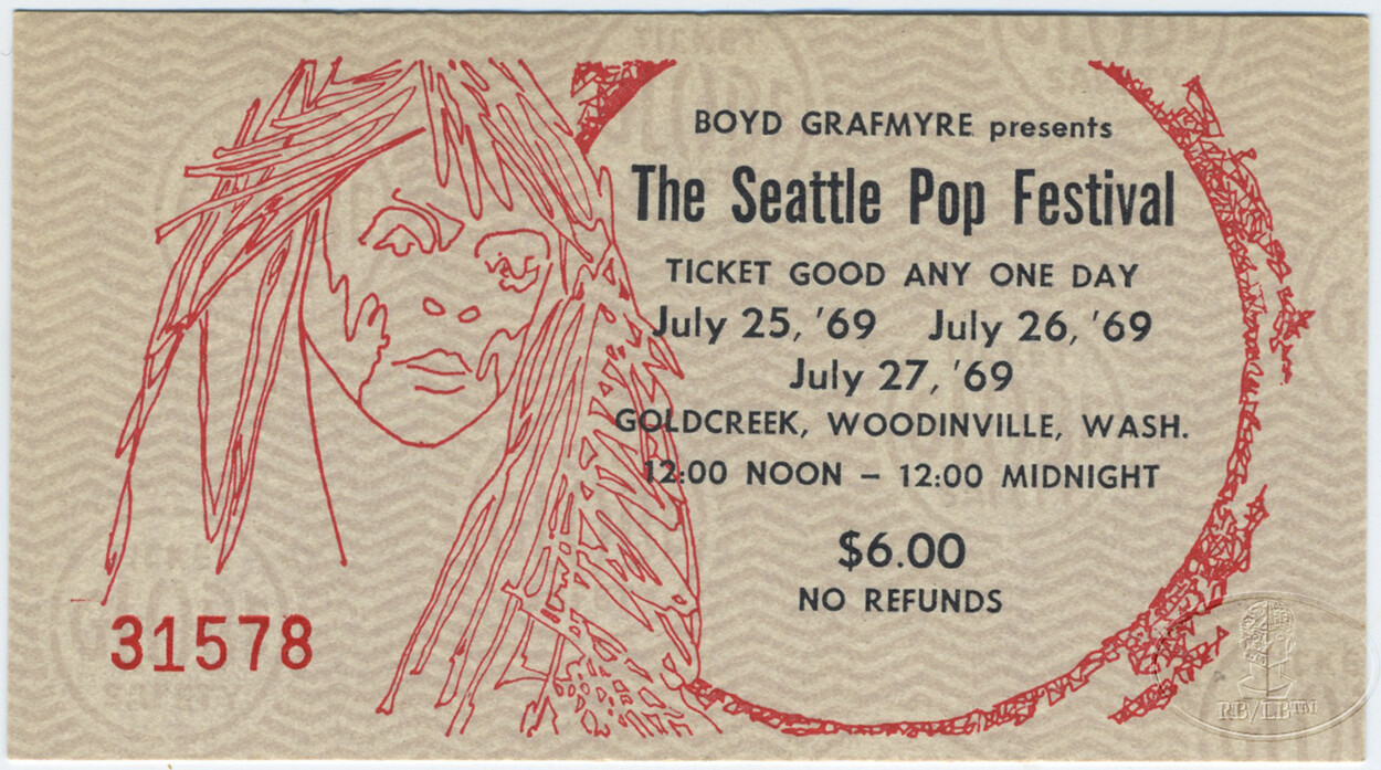 THE DOORS LED ZEPPELIN 1969 SEATTLE POP CONCERT TICKET IKE & TINA TURNER SPIRIT