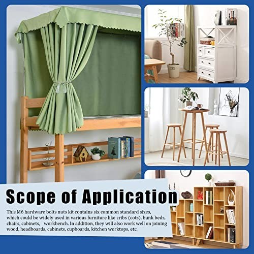 253Pcs M6 Crib Screws Hardware Kit - Hex Socket Cap Screws, Nuts, Washers & Tool