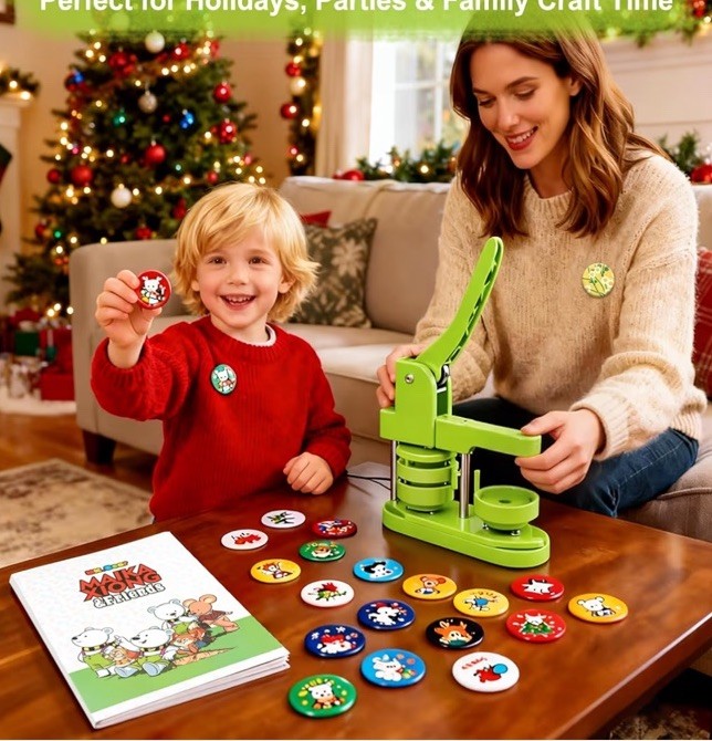 DIY Button Maker Machine 2.25” with 100 Supplies & Magic Book - Creative Fun
