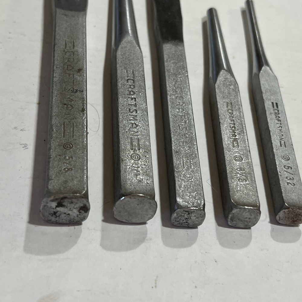 Vintage Craftsman 5pc Punch & Chisel Set with holder