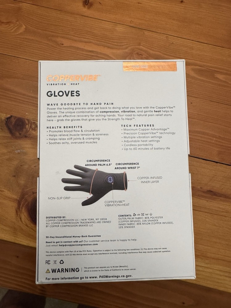 Copper Compression Gloves Coppervibe Vibration + Heat