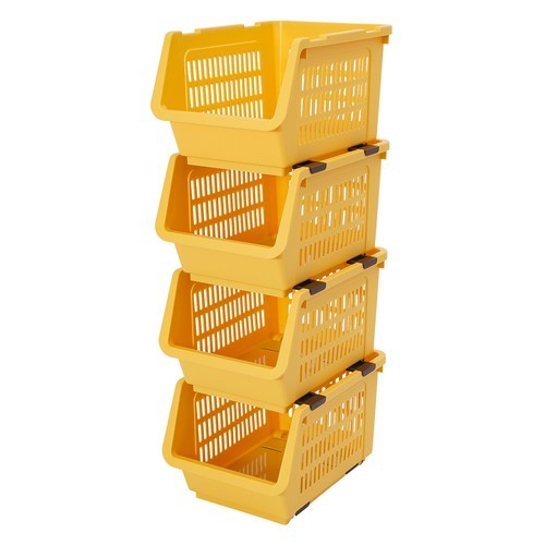 4 PCS Stacking Storage Baskets, Stackable Organizer Baskets, Storage Bin