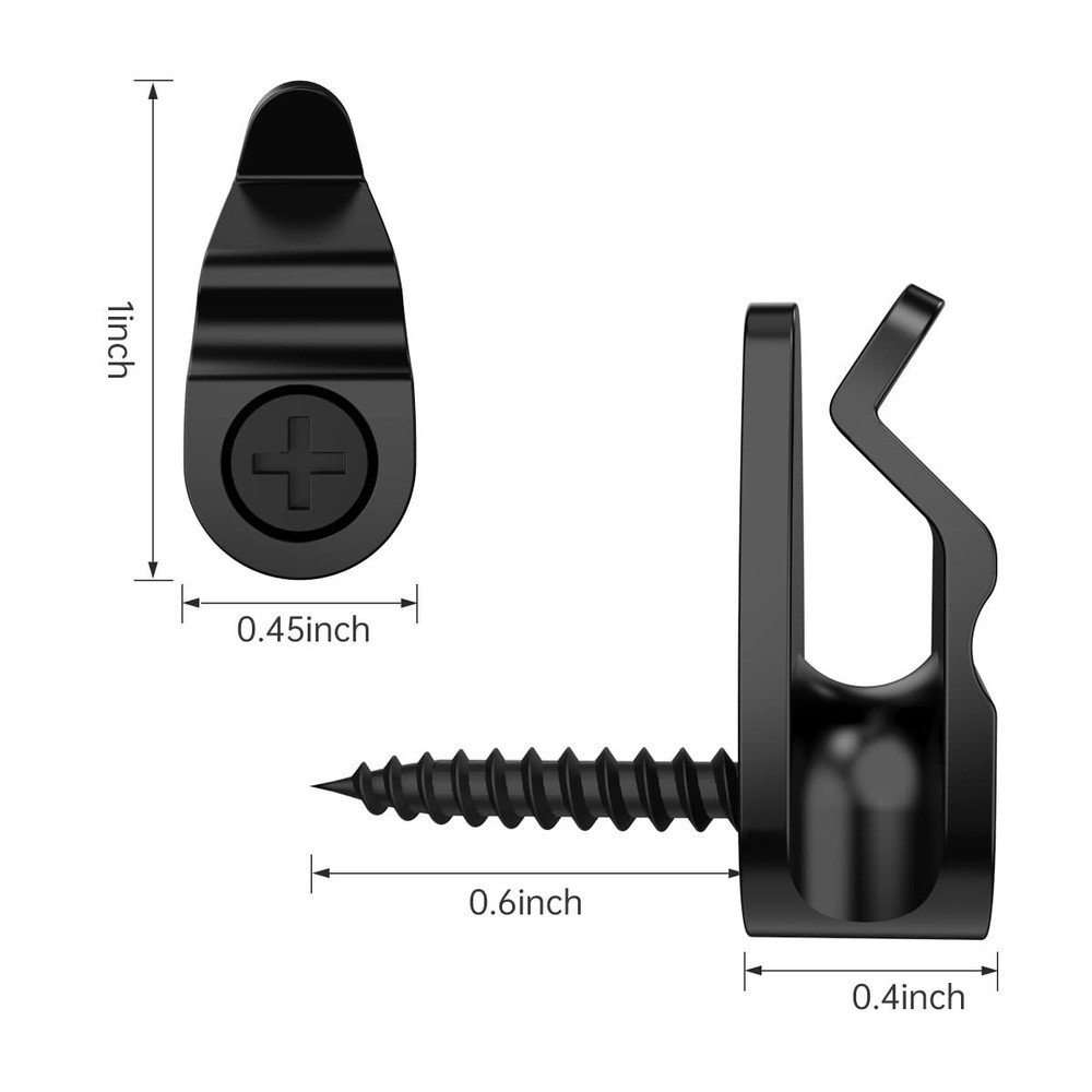 GEZIDEA String Light Hanger Hooks,Screw in Hooks for Hanging Small, Black