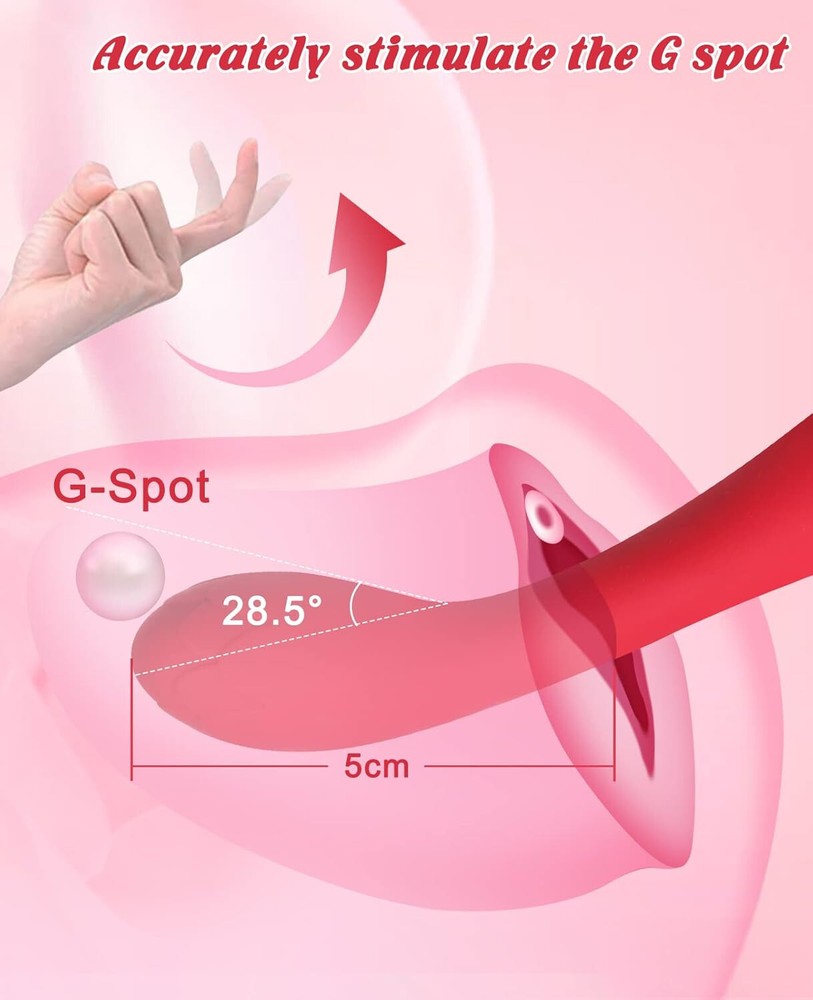 G-Spot Rose Vibrator - Waterproof, 10 Modes, Soft, Flexible, (red)