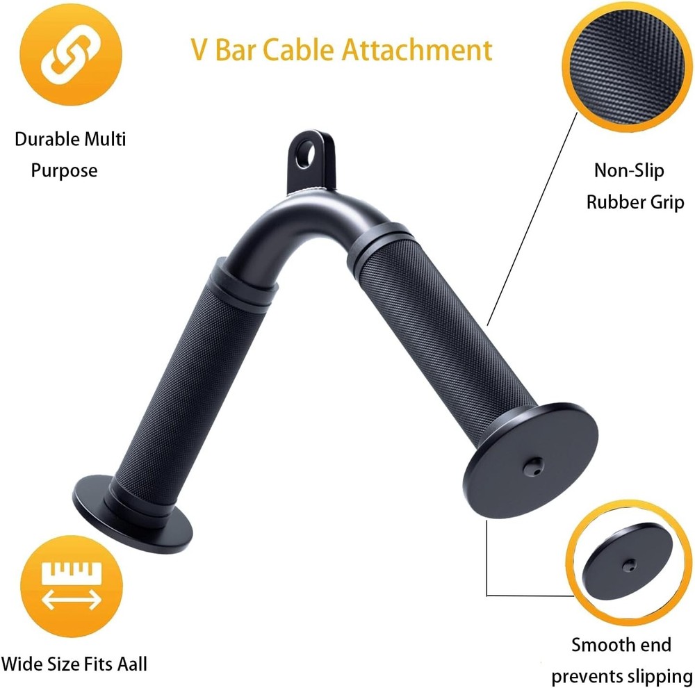 Tricep Press Down V Bar, Cable Machine Attachment Home Gym LAT Pulldown black