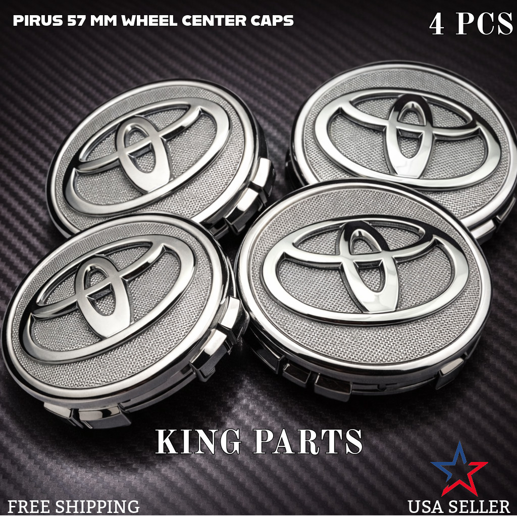 Set of 4 Toyota Wheel Center Hub Caps 57mm Chrome Logo Prius Corolla Yaris
