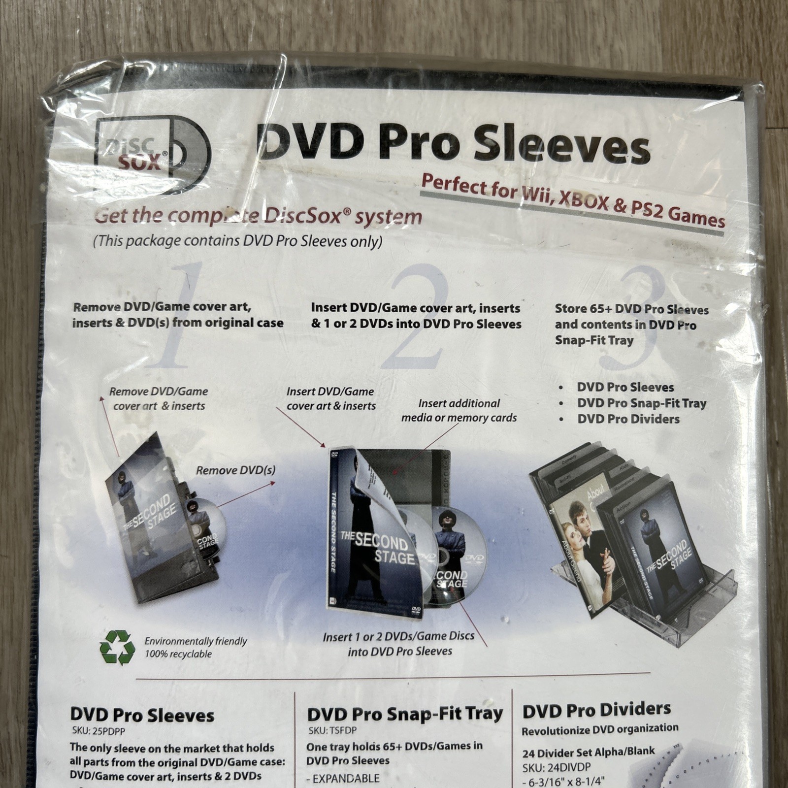 DiscSox DVD Pro Sleeves 25 Pack For CD Video Game Disc Storage Organization NEW