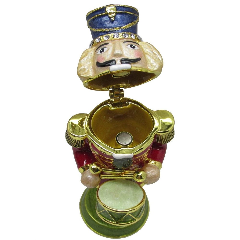 Nutcracker Drummer Jeweled Trinket Box with Austrian Crystals
