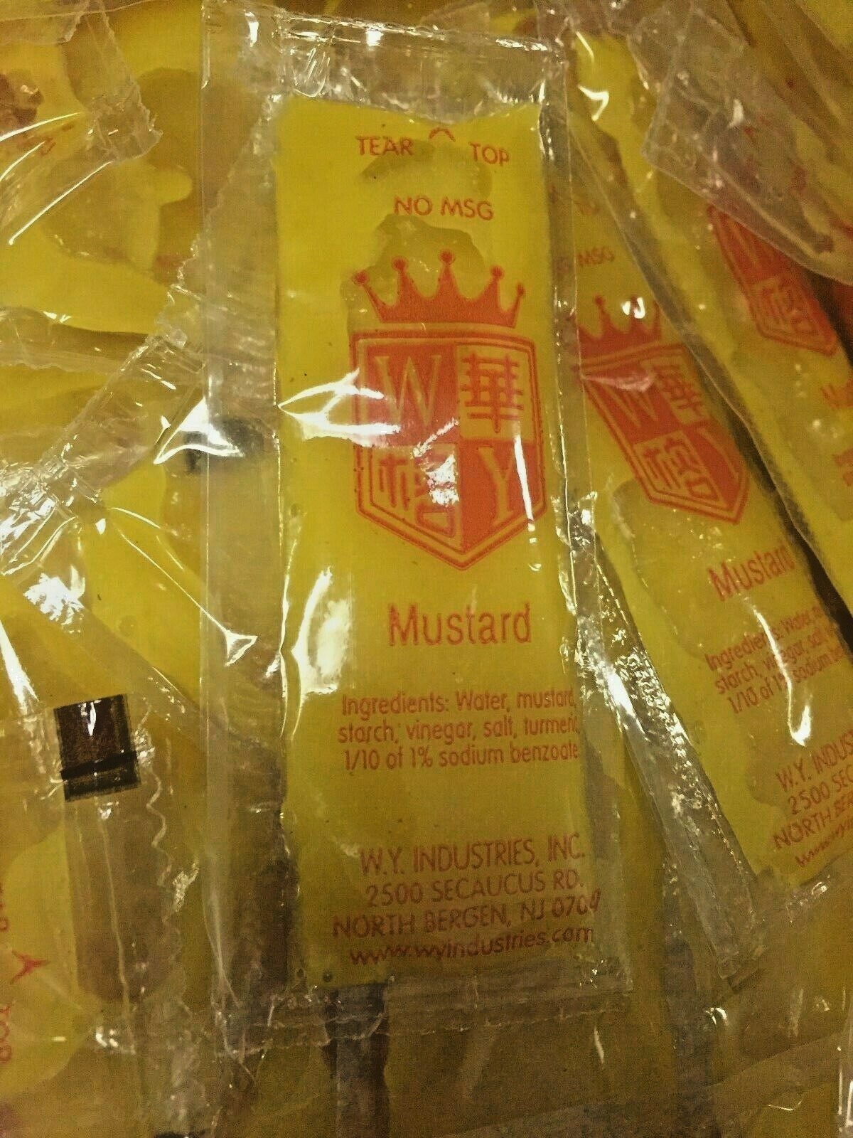 CHINESE HOT MUSTARD SAUCE INDIVIDUAL PACKETS , WY BRAND HOT MUSTARD SAUCE