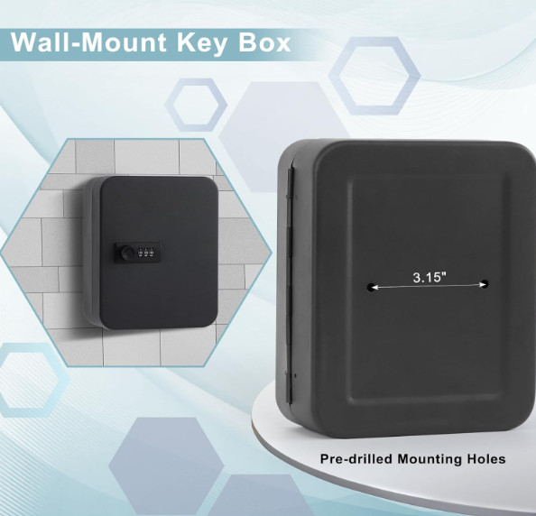 Key Cabinet Wall Mount,Locking Key Organizer,Key Storage Lock Box with Code,Key