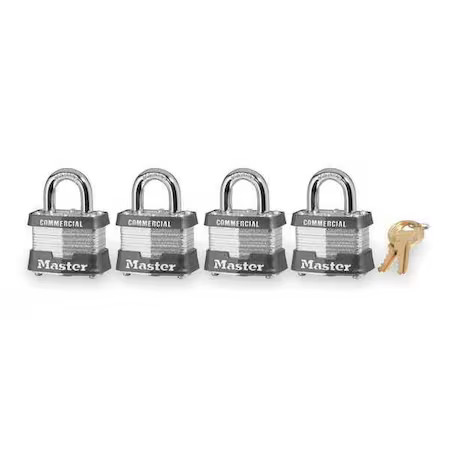 Master Lock 3Qcom Padlocks, Keyed Alike, Standard Shackle, Rectangular Steel
