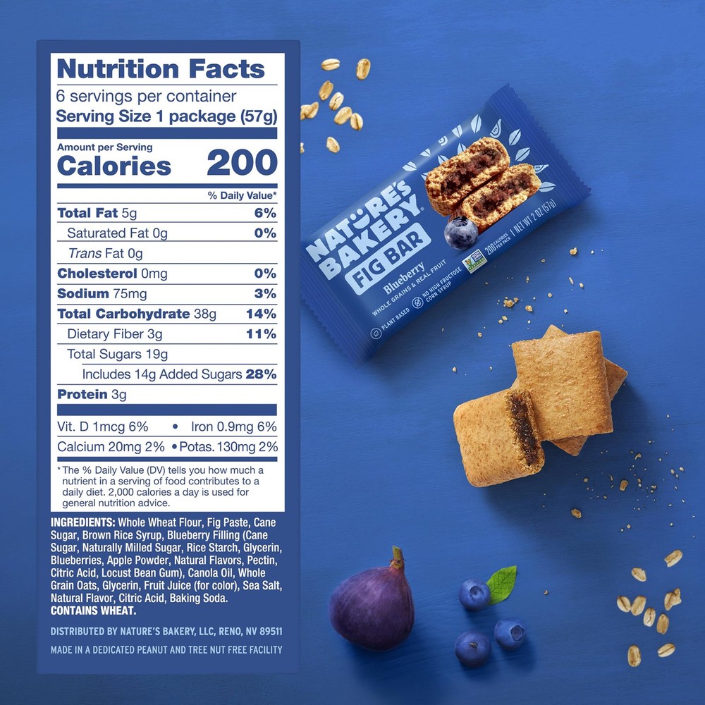 Nature's Bakery Blueberry Fig Bars, 2 Oz, 6 Ct