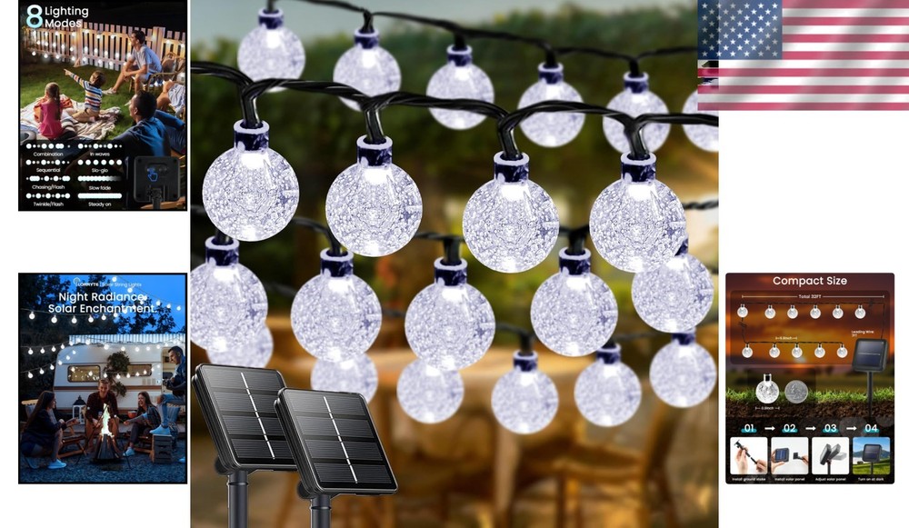 Energy Efficient Outdoor String Lights - 2 Pack