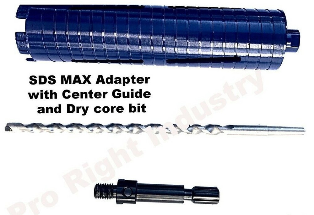 3" laser welded core bit with SDS MAX shank adapter & center guide hammer drill