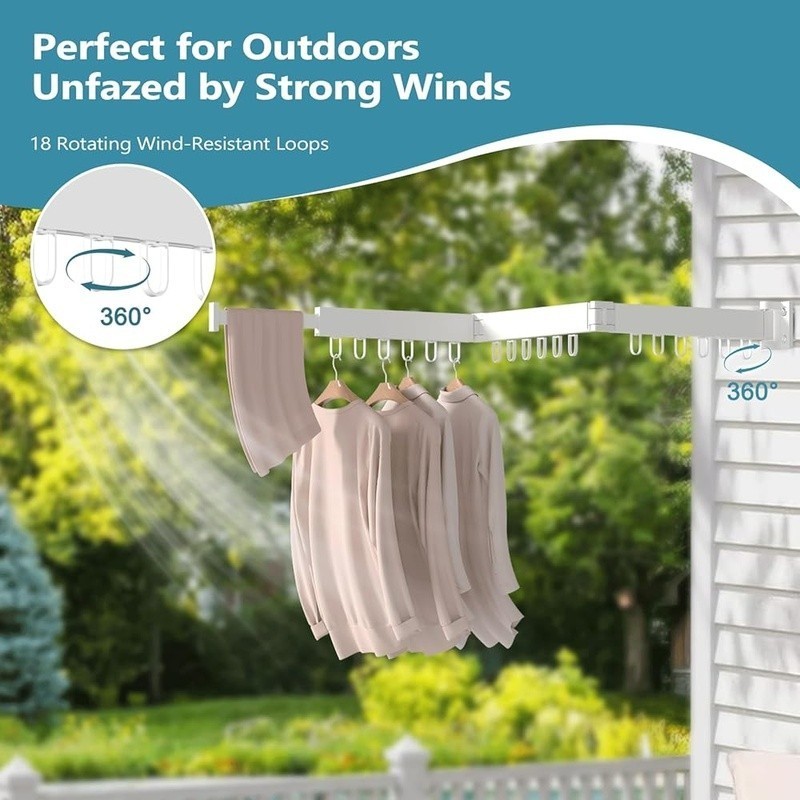 Foldable Wall Drying Rack Adjustable Laundry Hanger Space Saver 360° Rotation US