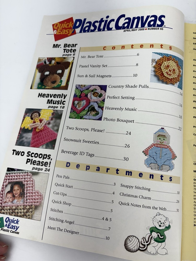Plastic Canvas Pattern Magazine Quick & Easy April May Magnets Coasters 2000 /