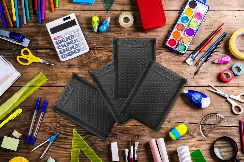 1000 #0 Extra Wide 6.5x10 CD DVD Black Poly Bubble Shipping Mailers Envelopes