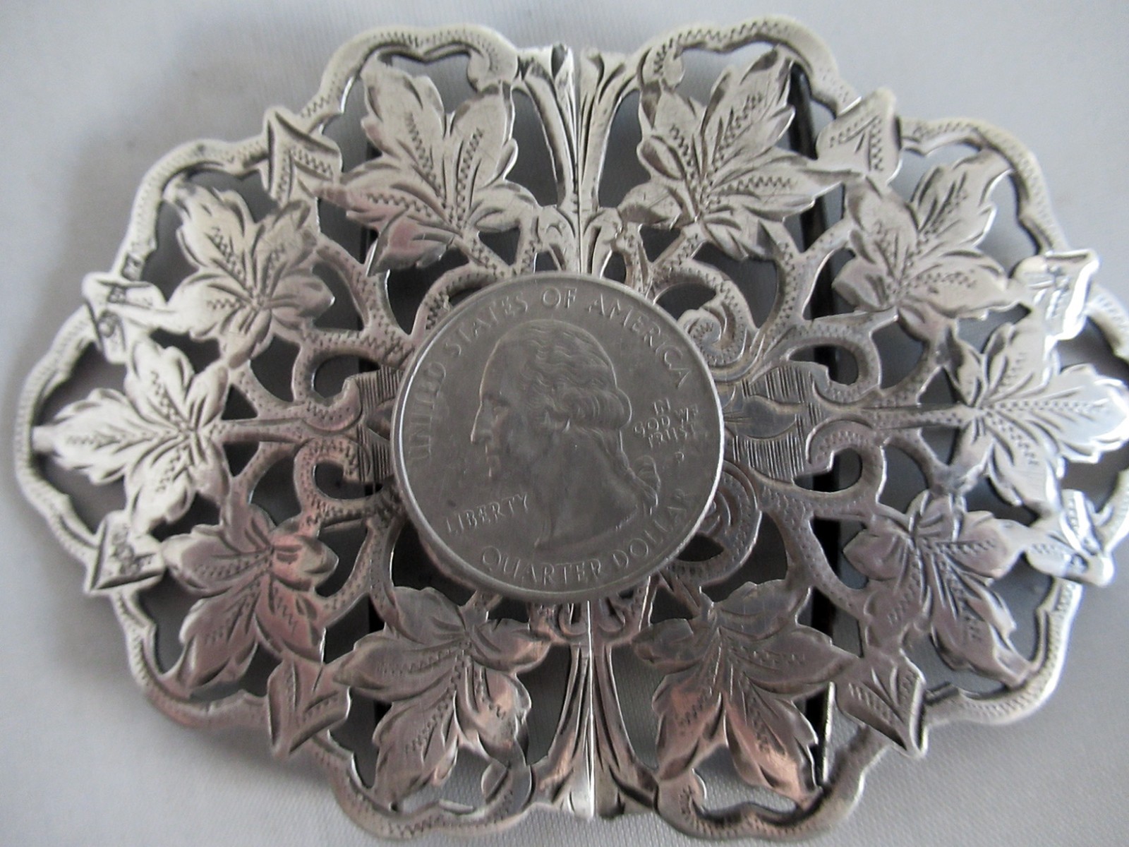 ANTIQUE STERLING BRITISH LARGE NURSES BUCKLE, 3 5/8 INCHES, 1908, CHESTER, S&BM