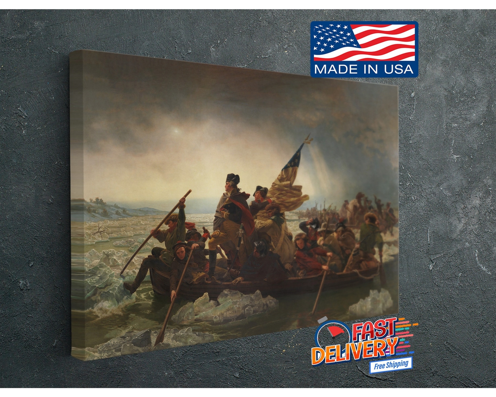George Washington Crossing the Delaware Canvas Print, Painting Reproduction