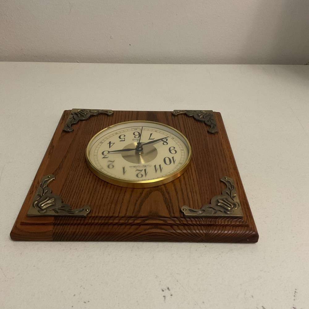 Vintage New Haven Wall Clock With Brass Corner Decor, Tested